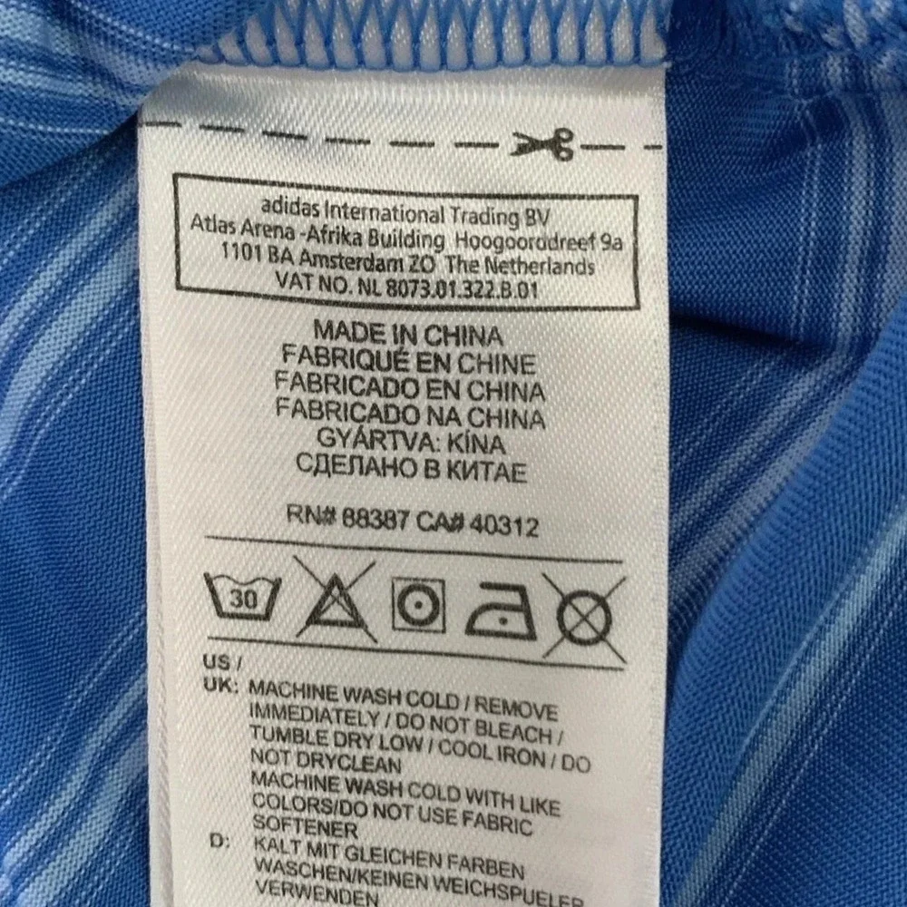 Adidas Golf Polo Climalite Mens XL Blue Horizontal Stripes‎ Wicking Quick Dry